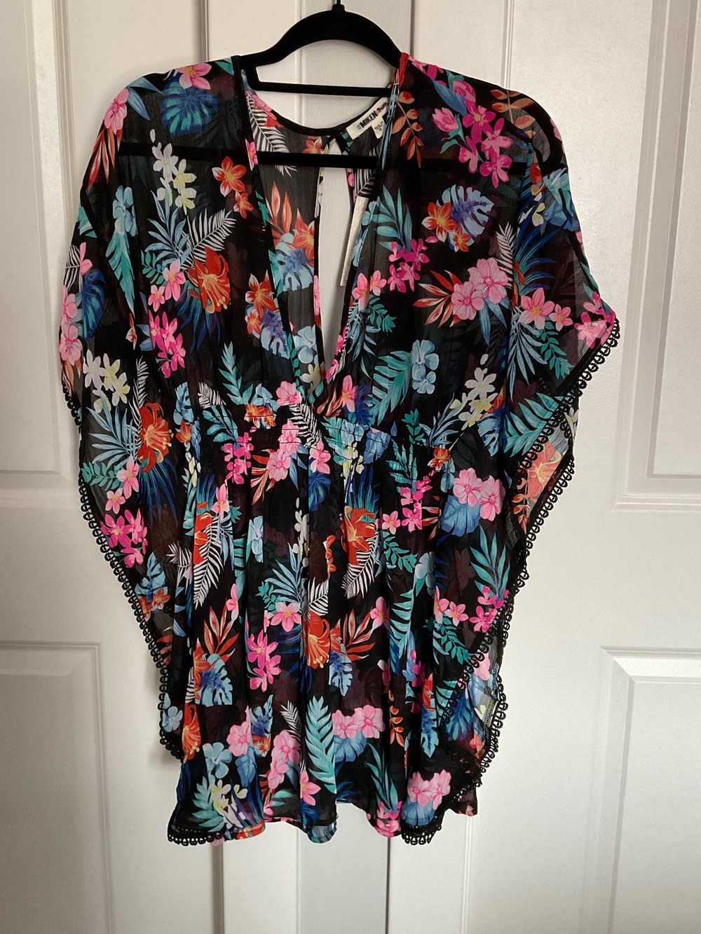 Women’s Black Floral Swim Coverup Tunic